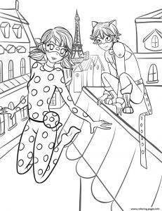 coloriage ladybyg et chat noir